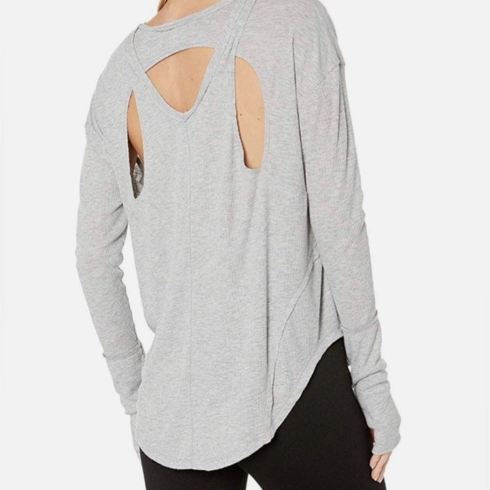 Free People Movement Lay Up Long Sleeve Ribbed Open Back Tee